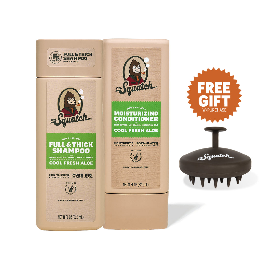 Hair Care Kit + Free Scalp Scrubber | Full & Thick Shampoo | Moisturizing Conditioner | Natural Products for Men E0