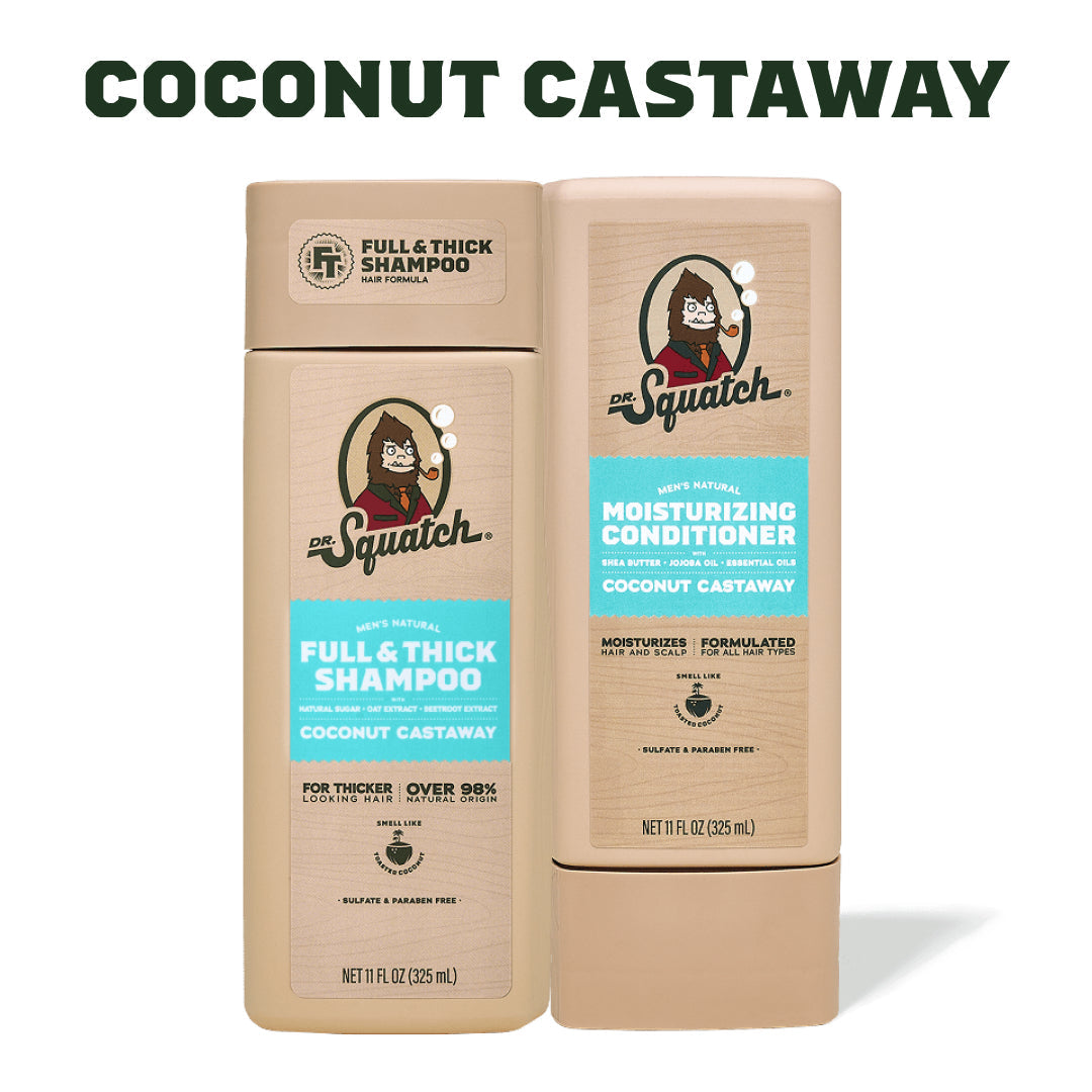 Hair Care Kit + Free Scalp Scrubber | Full & Thick Shampoo | Moisturizing Conditioner | Natural Products for Men E0