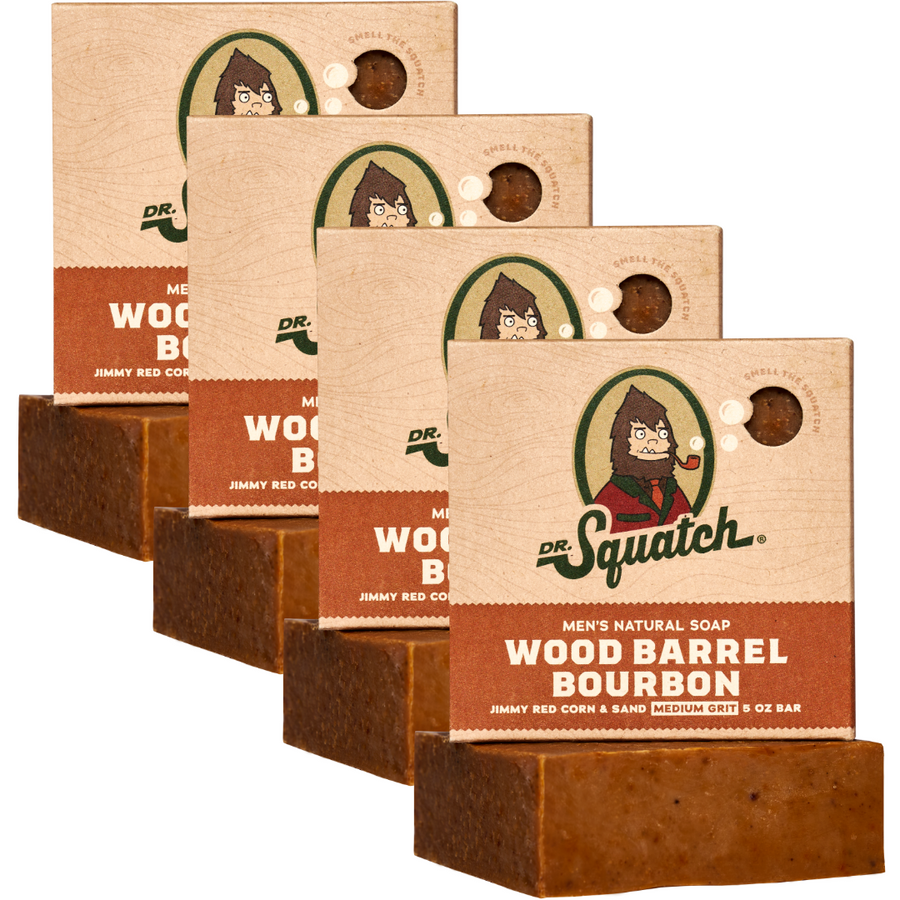 4-Pack Wood Barrel Bourbon Natural Bar Soap P8